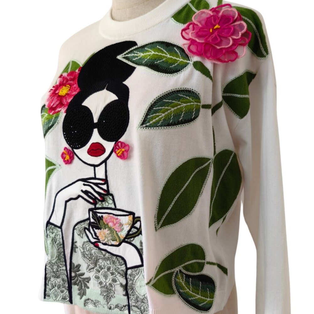 Alice + Olivia Gleeson Floral Sweater - Picture 5 of 7